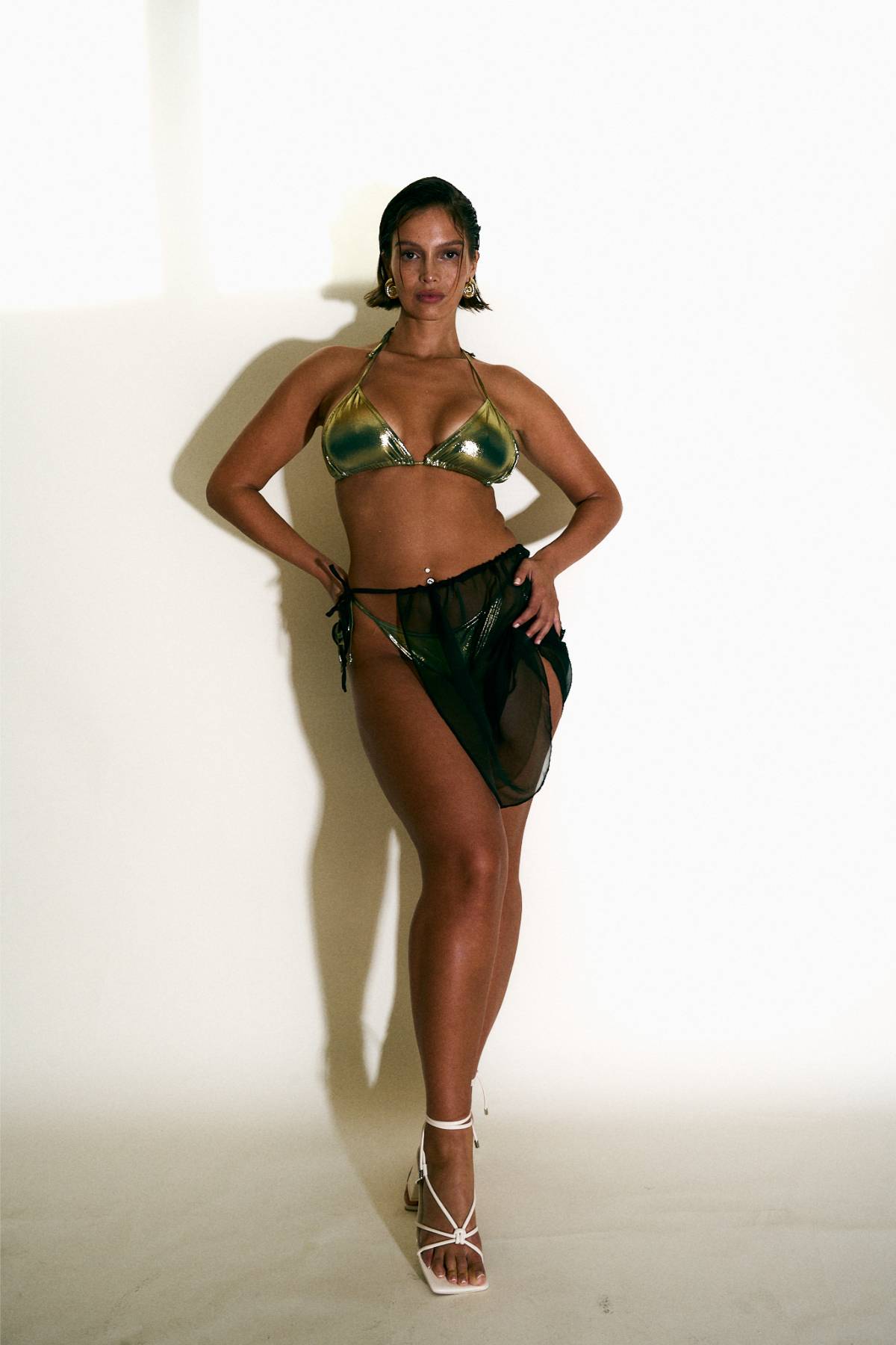 Hollowed Green Wrap Skirt - Image 1